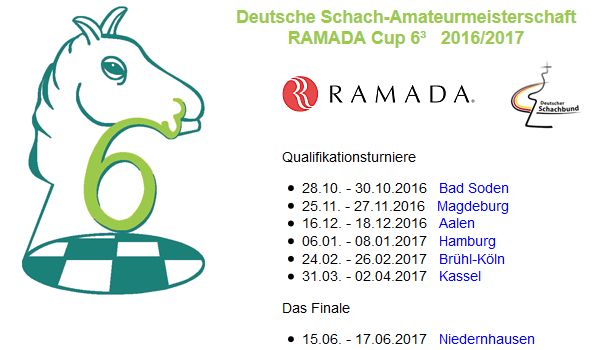 Deutsche Schach-Amateurmeisterschaft RAMADA Cup 6³ 2016/2017 - Finale in Wiesbaden-Niedernhausen