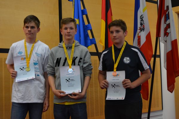 u16m, v.l.n.r.: Landesmeister u16: Adrian Focke (SF Schwerin), 2. Dennis Schamber (TSV Makkabi Rostock), 3. Theo Wolfgramm (SAV Torgelow)
