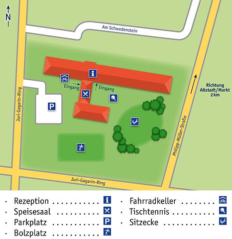 Lageplan der Jugendherberge Wismar