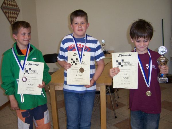 U12, v.l.n.r.: 3. Moritz Langer (Makkabi Rostock), 2. Ole Schumacher (SF Schwerin), 1. Benedikt Wurst (SSC Rostock 07)