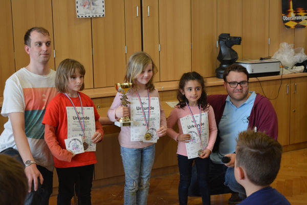 Wertungsklasse IVw / Kita+1. Klasse, v.l.n.r.: 3. Meuling,Alma (Evang. Grundschule Neustrelitz), 1. Elbe,Amelie (Diesterweg-GS Loitz), 2. Arouk,Angelina (KGS 